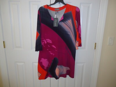 NWT Selection Ulla Popken Black Red Abstract Dress Knee Length Size 16 / 18