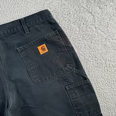 Carhartt Pants Mens 37x28 Faded Black Duck Canvas Baggy Carpenter