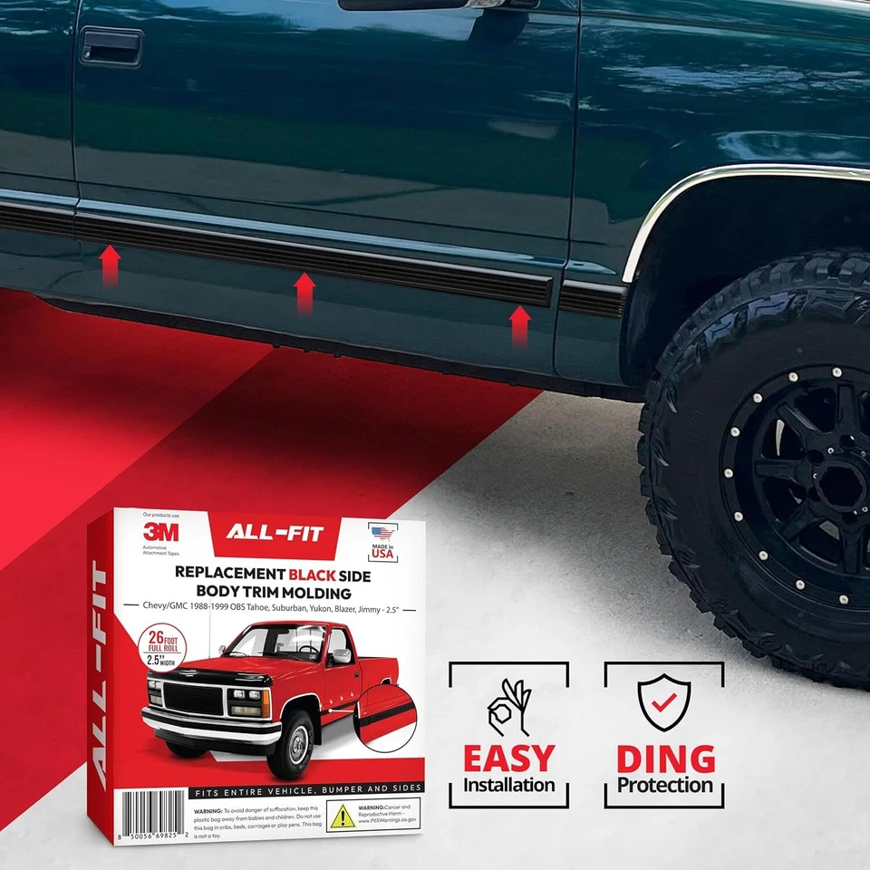 ALL-FIT MOLDURA LATERAL NEGRA carrocería antigua estilo 1988-99 camioneta Chevy/GMC SUVs OBS Foto 4 de 4