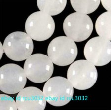 AAA Real 10mm Natural White Jade Gemstone Round Loose Beads 15" Strand