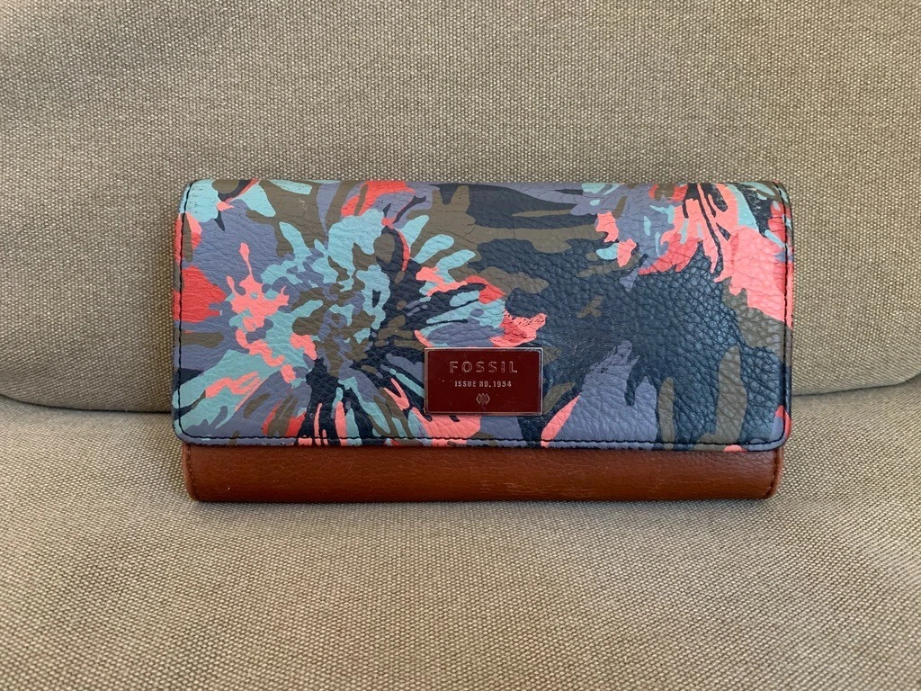 Fossil Women's Wallet Brown/Floral Leather/Man Made Snap