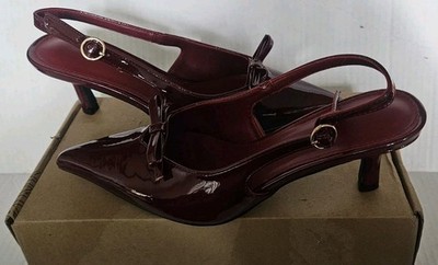 Womans Spiked Heels Sling Back Size 7 W/ Replacement Heel Taps. Dark Red 