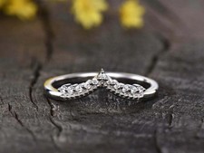 0.30Ct Lab-Created Diamond Curve Women's Engagement Ring 14K White Gold Finish