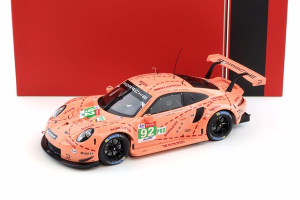 1:18 Ixo Porsche 911 991 Rsr #92 Winner Lmgte 24H Le Mans 2018 Pink Pig #92-image