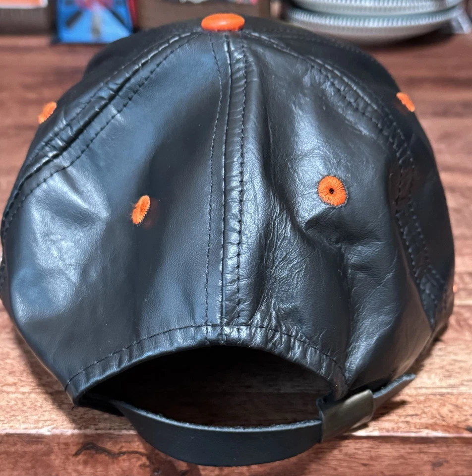 De colección Philadelphia Flyers NHL Hockey Correa Trasera Sombrero Gorra Cuero Negro Foto 3 de 4