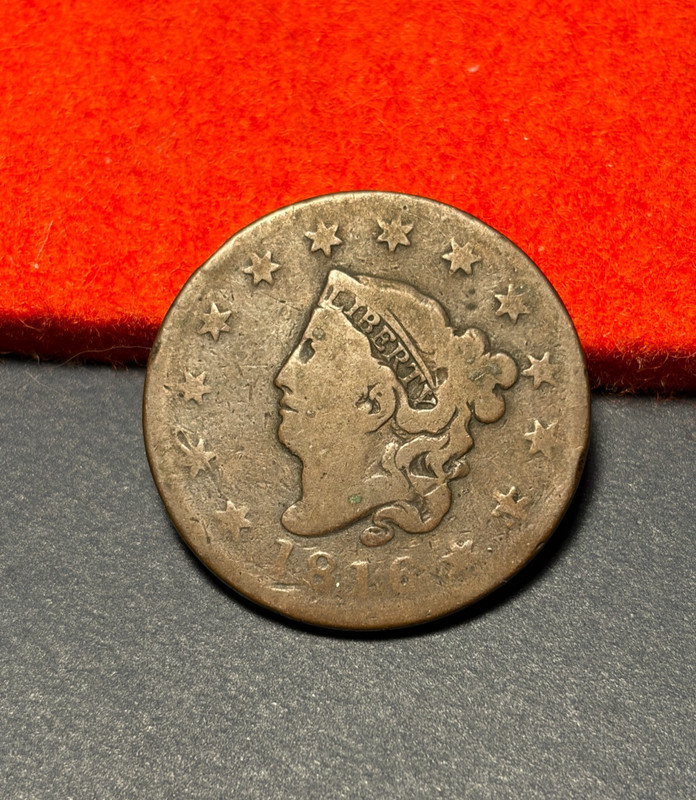 (#102981) Coronet Head Large Cent: 1816.  Good