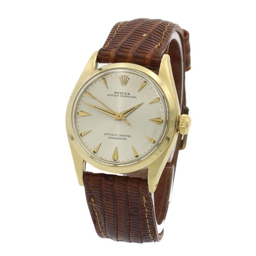 Men's 14K Rolex Oyster Perpetual Watch Ref.6548 31mm Silver Dial Auto W525-1