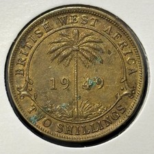 British West Africa 2 shillings 1949 KN George VI KM#29 Nickel Brass aVF B2705