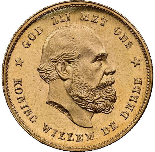 Netherlands - 1877 Willem III 10 Gulden - NGC MS66 - SUPERB PROOF-LIKE QUALITY!