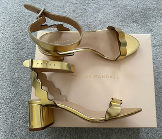 Loeffler Randall Gold Block Heel Leather Sandals US7 UK4.5(EU37.5) WORN ONCE