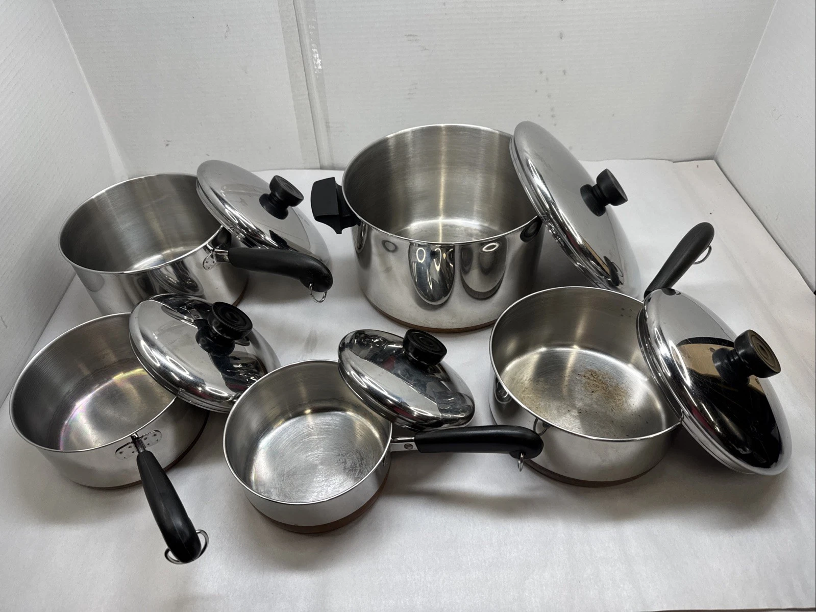 Vintage 10 Piece Set Revere Ware 1801 6 Qt Stock Pot 1-3 Qt Pots Lids Copper
Opens in a new window o