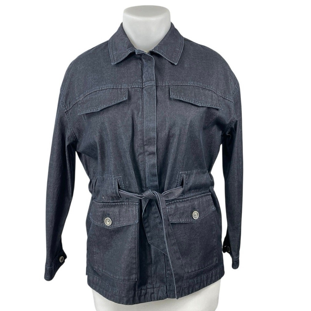Massimo Dutti Collared Long Sleeve Button Up Shirt Utility Denim Coat Jacket L