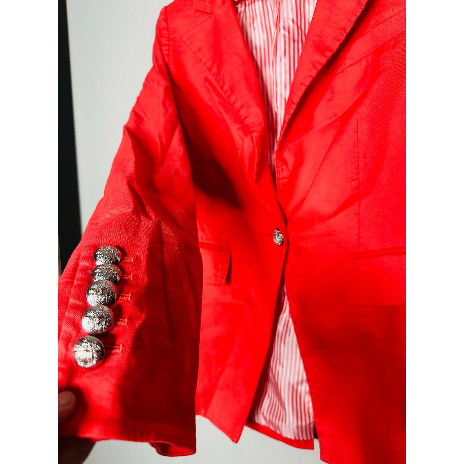 VERONICA BEARD Red Lined Single Button Blazer Coa… - image 4