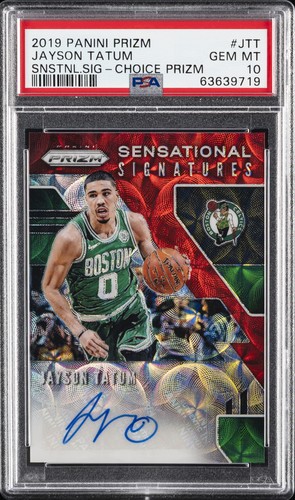 2019 PANINI PRIZM SENSATIONAL SIGNATURES CHOICE PRIZM JAYSON TATUM PSA 10 AUTO