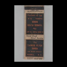 1930s Matchbook Cover Diamond Quality The Yankee Flyer Diner Nashua NH