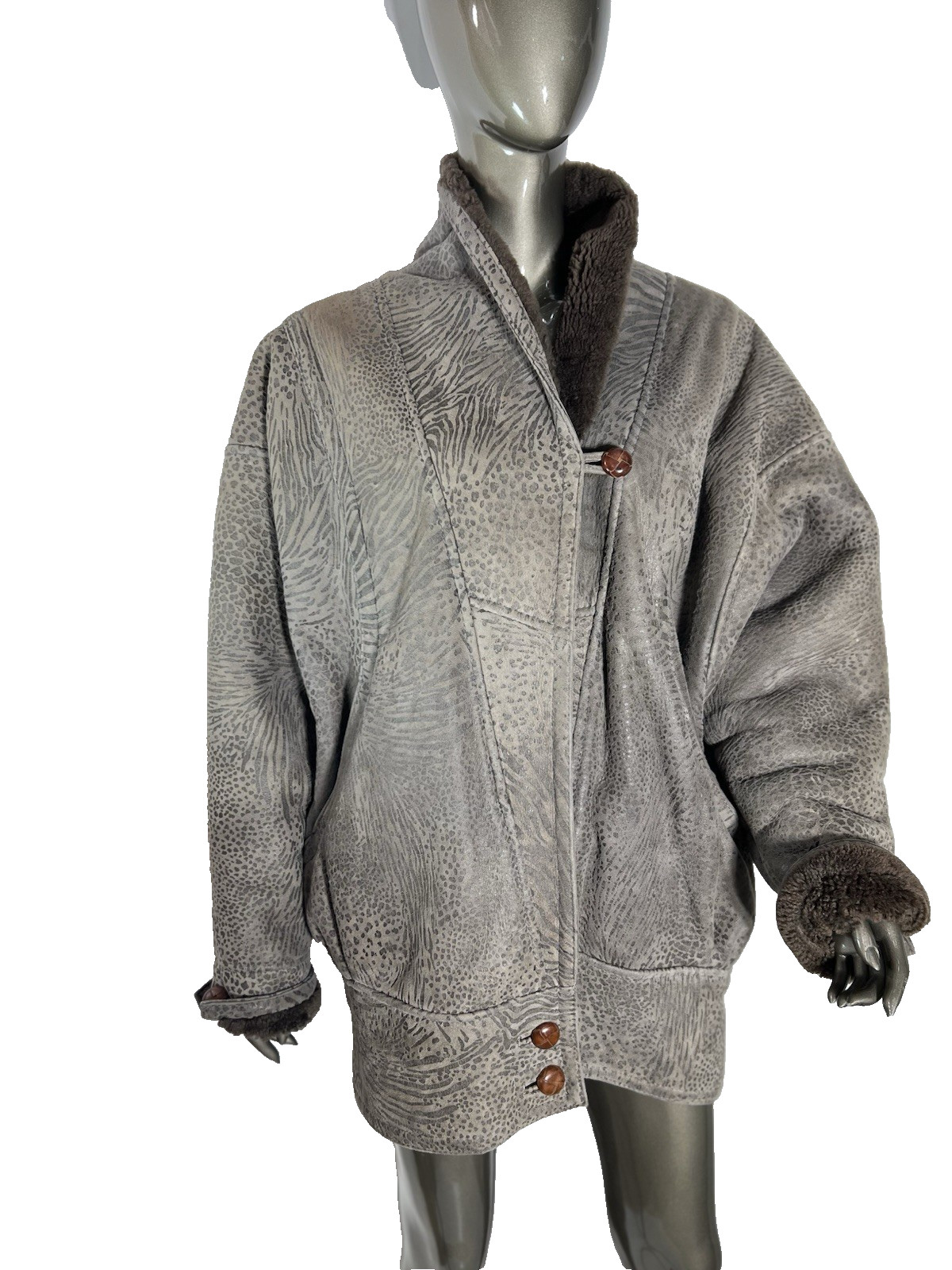 Genuine Shearling Coat Womens M Brown Suede Unbranded