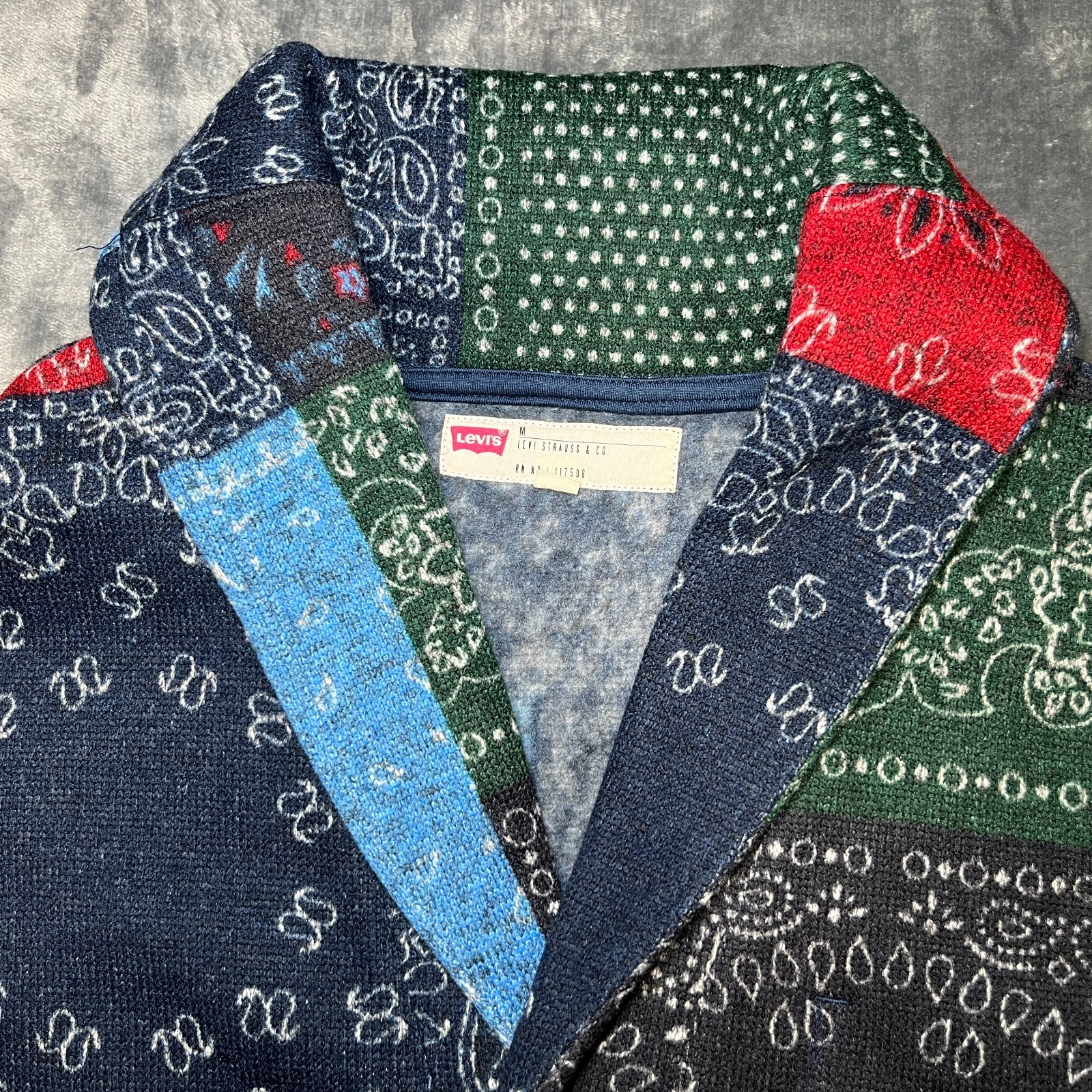 Levis Paisley Patchwork Cardigan Jacket Men's Med… - image 3