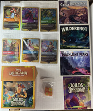 Disney Lorcana Wilds Unknown Complete Prerelease Promo, Postcard, Dice Box Set