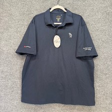 Greg Norman Polo Shirt Men XL Blue Embroidered Golf Performance Short Sleeve NEW