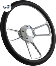 5-Bolt Steering Wheel 14 Inch Aluminum with Black Wrap and Horn