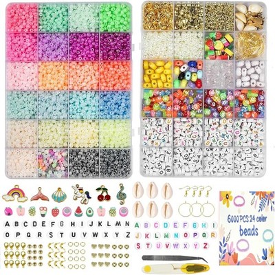 FEMBW 3mm Glasperlen Set 24 Farben DIY Schmuck Bastelset Armband Beads 300 Stück