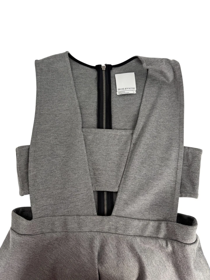 Vestido Prosa y Poesía Kendra Profundo Cuello en V Recortado Bandeau Gris Jaspeado Grande Divertido Foto 2 de 4