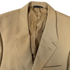 LL Bean Traveler Microfiber Blazer Mens 45R Tan Khaki 2 Button Sport Coat
