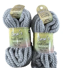 2x CORA'S  BRAIDING CO. PEPPERELL COTTON CRAFT CORD 6MM 50' Rolls Charcoal Gray