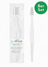 BioBrush Zahnbürsten 8er Set Weiß | Medium-Soft | Nachhaltiger Biokunststoff