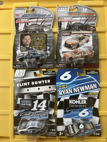 4 NASCAR AUTHENTICS 1:64 Clint Boyer 14/Ryan Newman 6 /Dale Jr. 88 /Carl Edwa 19