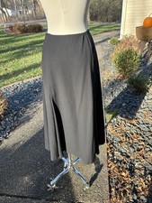 Vtg TALBOTS Black Wool Skirt Half Pleated Midi Lined Made in USA Size 6 EUC