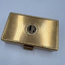 Vintage Compact Powder W Original Paper And Pad Elgin American Etched Design