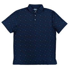 Ben Hogan Mens Navy Blue Palm Tree Print Performance Golf Polo Shirt