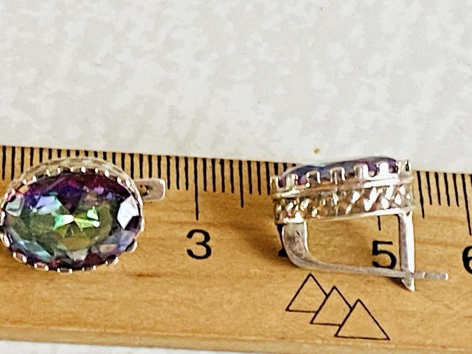 Brincos femininos exclusivos de prata esterlina 925 prata topázio místico 1,8cm7,22g - Imagem 4 de 4