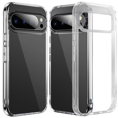 For Google Pixel 10/10 Pro Case Clear Cover w/ Chromed Buttons + Tempered Glass