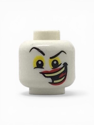 LEGO Minifigure Head Crooked Grin Yellow Eyes Red Lips Green Teeth The Joker