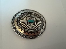 Concho Style Oval BluevTurquoise Stone Centerpiece on Vintage Belt Buckle B5