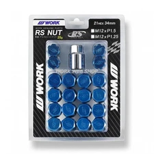 WORK 20pcs Light weight RS Lock Nut Set 21HEX M12x1.5 Blue Genuine Parts