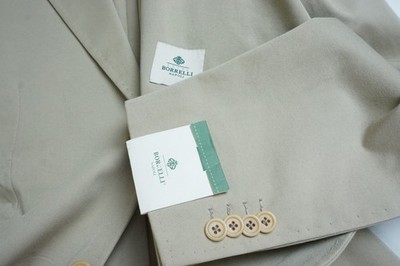 Borrelli Napoli Sorrento Khaki Brown 100% Cotton Sport Coat Jacket Sz 40 NEW