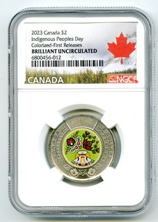 2023 $2 CANADA NGC BRILLIANT UNC INDIGENOUS PEOPLES DAY COLOR TOONIE FR