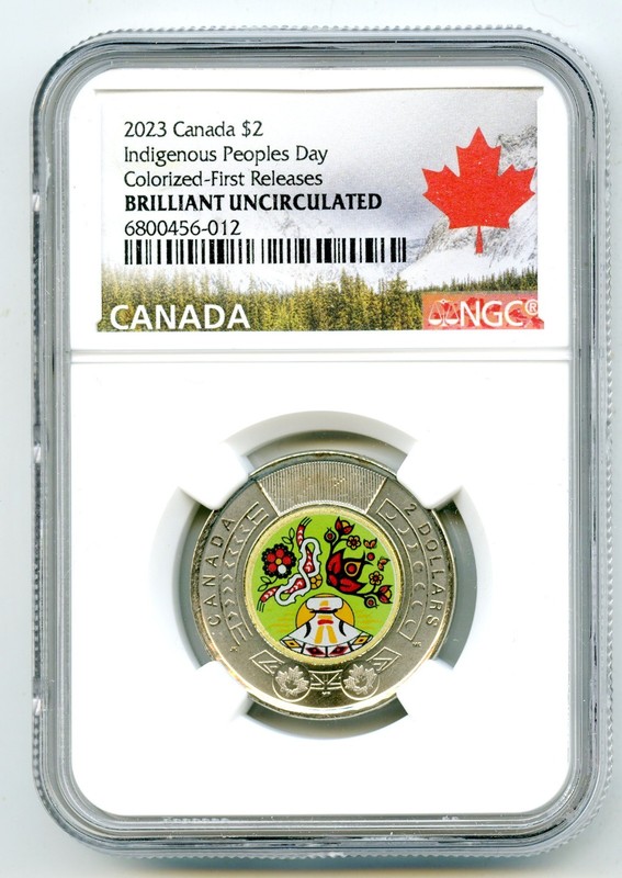 2023 $2 CANADA NGC BRILLIANT UNC INDIGENOUS PEOPLES DAY COLOR TOONIE - FR