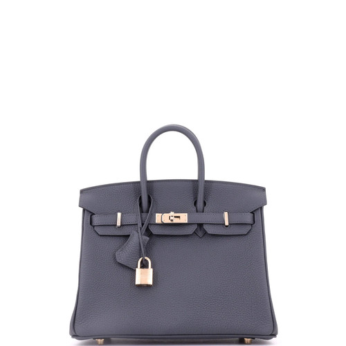 Hermes Birkin Handbag Gris Misty Togo with Gold Hardware 25