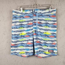 Vineyard Vines Swim Shorts Mens 32 Blue Multicolor Fish Print Board Trunks Beach