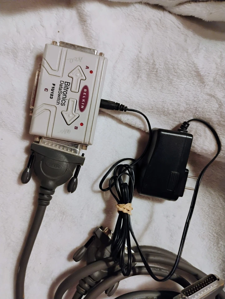 Belkin F1U123 Bitronics Data Switch 3 Parallel Port, 2 Cables Included! TESTED! - Image 4 of 4