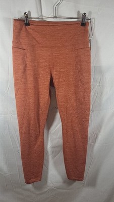 JoyLab Women's High-Rise 7/8 Length Heathered Leggings with Side Pockets in Rust