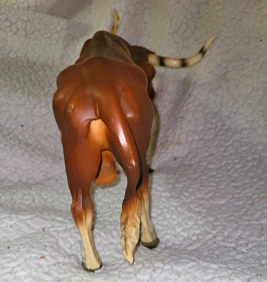 Breyer Traditional Longhorn Bull Figurine, Brown & Cream Horns, Excellent Shape 