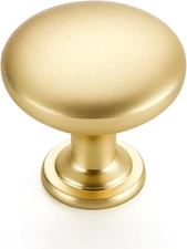5 Pack Brushed Brass Cabinet Knobs 1-1/6 Inch Zinc Solid Kitchen Cabinet Pulls D