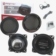 1 Pair 4-in 2-way Coaxial Car Audio Speakers 240W Max & Dust Covers with Cables
