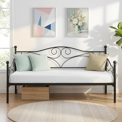 Daybed Frame, Twin Size Metal Platform Sofa Bed Mattress Foundation with