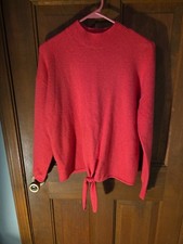 Loft Womens Fuscia Pink Sweater Sz S With Tie Bottom Euc Long Sleeve And Soft